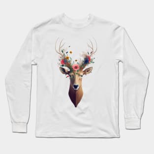 Flower bloom Deer 1 Long Sleeve T-Shirt